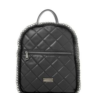 Bebe Devon Chain Quilted Black Backpack